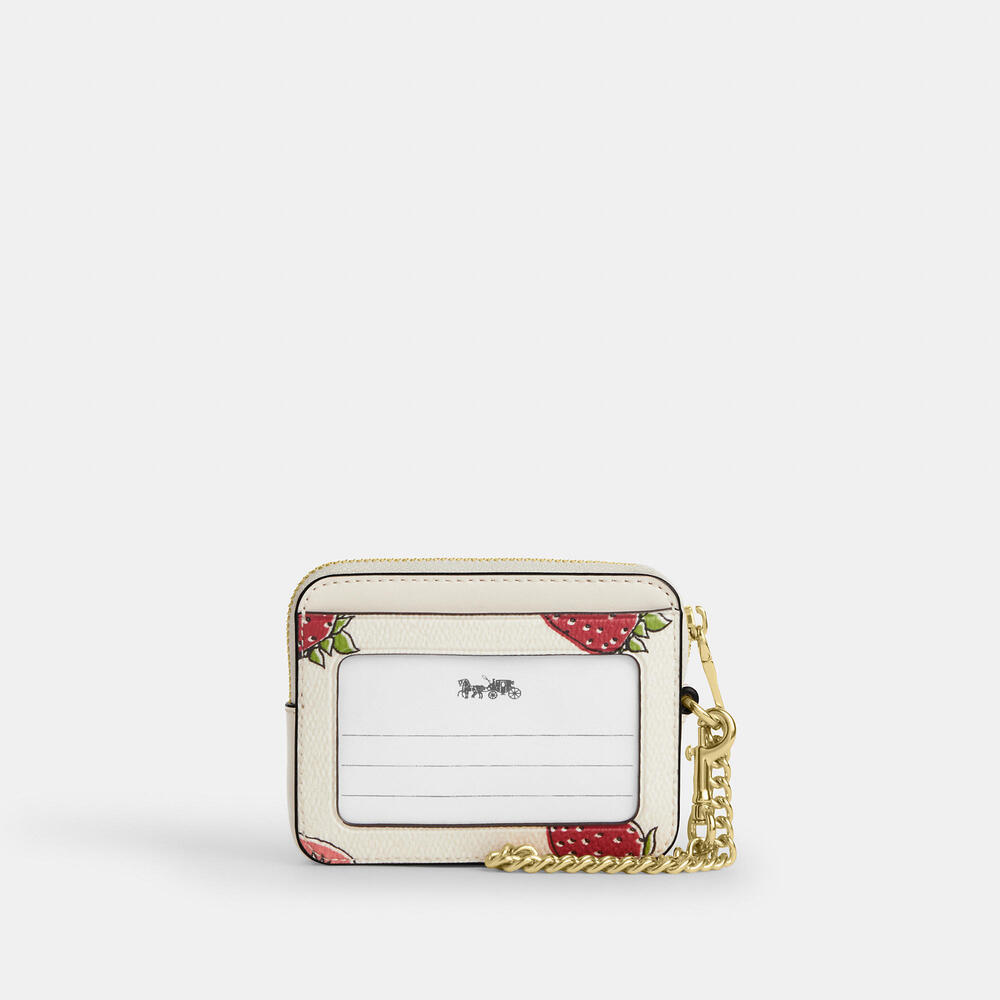 coach Zip Card Case With Strawberry Print car32
